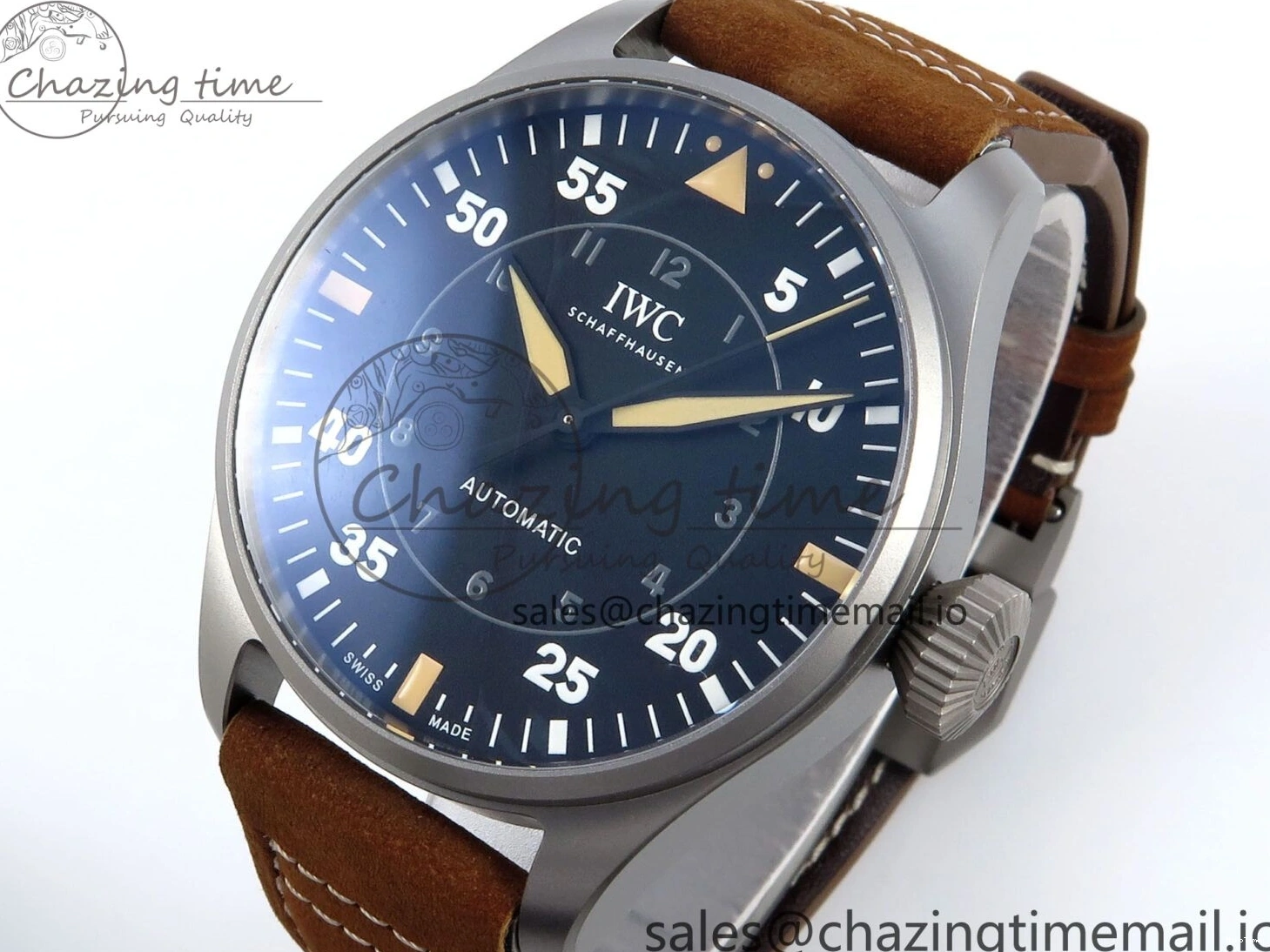 MIROTIME 0417 Big Pilot IW329701 M+F 1:1 Best Edition Black Dial on Brown Leather Strap MY RelaxedFit 7005